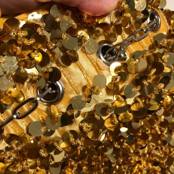 NWT Y2K Gold Sequins Tote Bag - Picture 8 of 10